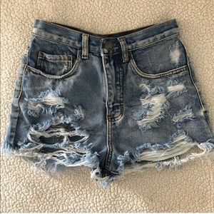High waisted denim shorts